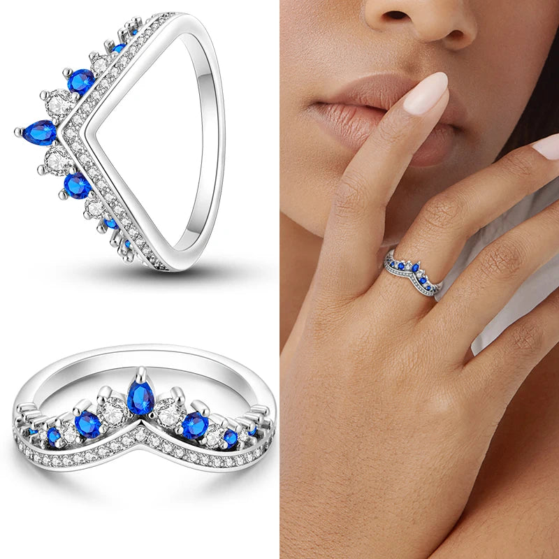 Sterling Silver Star Moon Colorful Zircon Rings