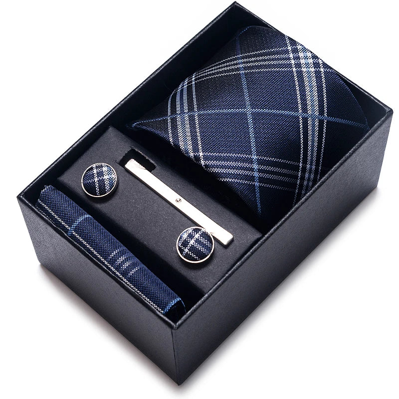 100% Silk Brand Tie Handkerchief Cufflink Set For Men