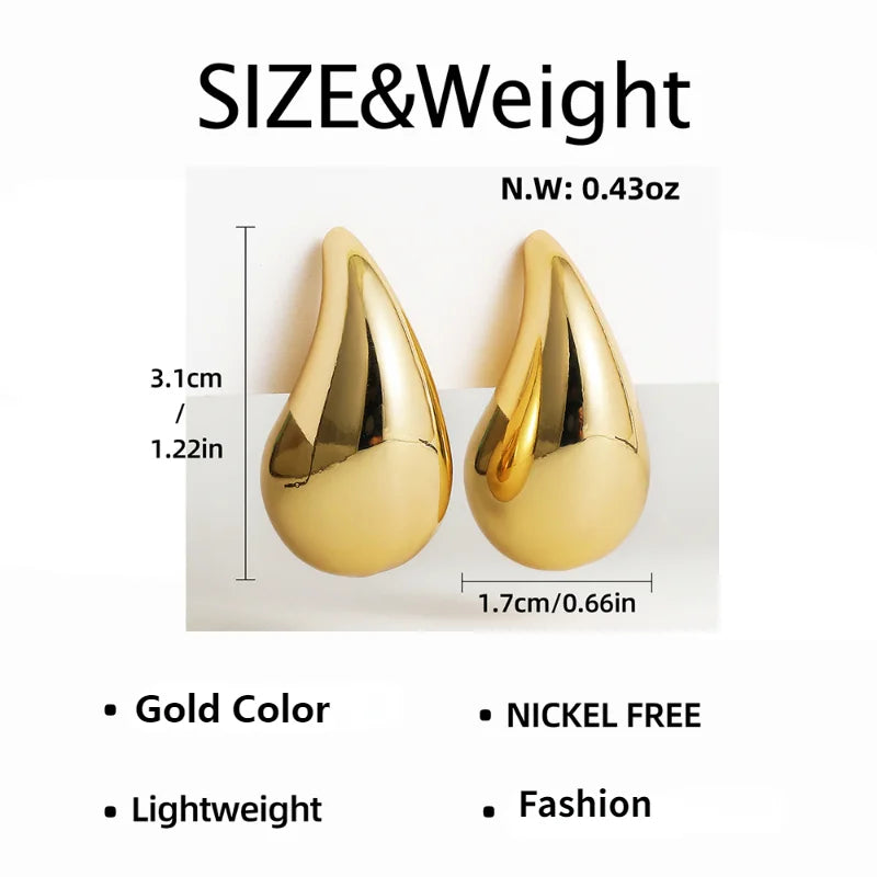 Gold Color Chunky Dome Drop Earrings for Women