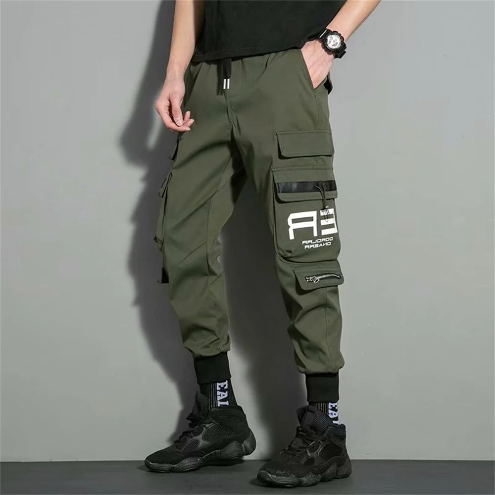 Men Cargo Pants Multi Pocket Drawstring Outdoor Man Sweatpants Male Hip Hop Joggers Pants Fashion Sweatpants Overalls Casual