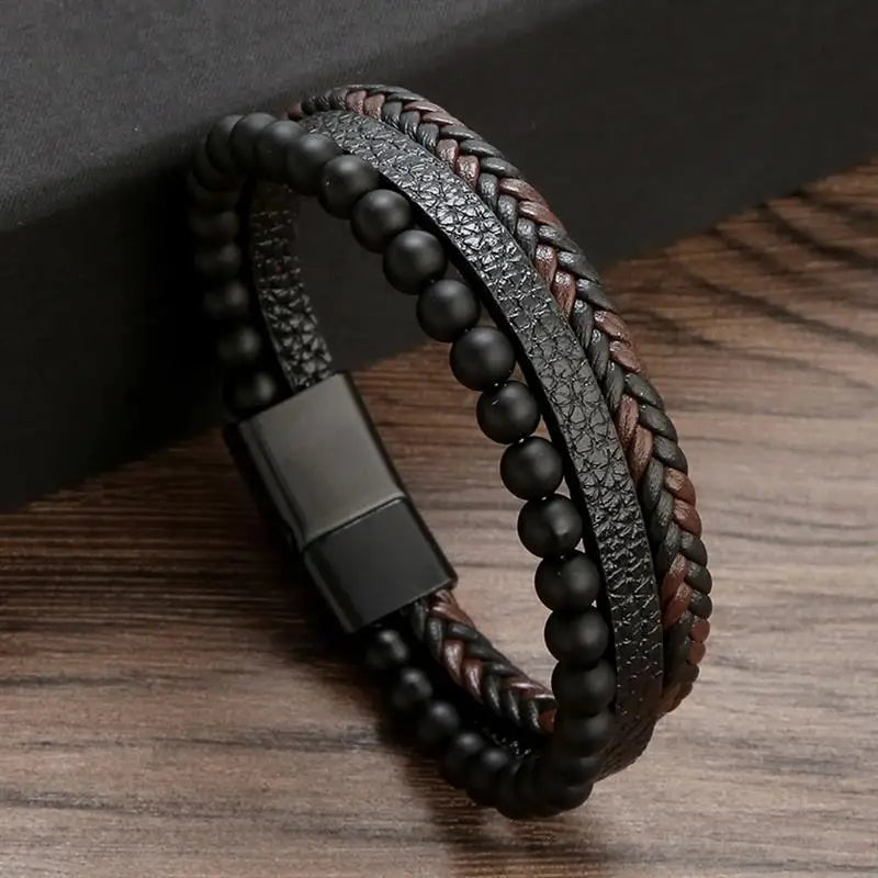 Alloy buckle leather bracelet