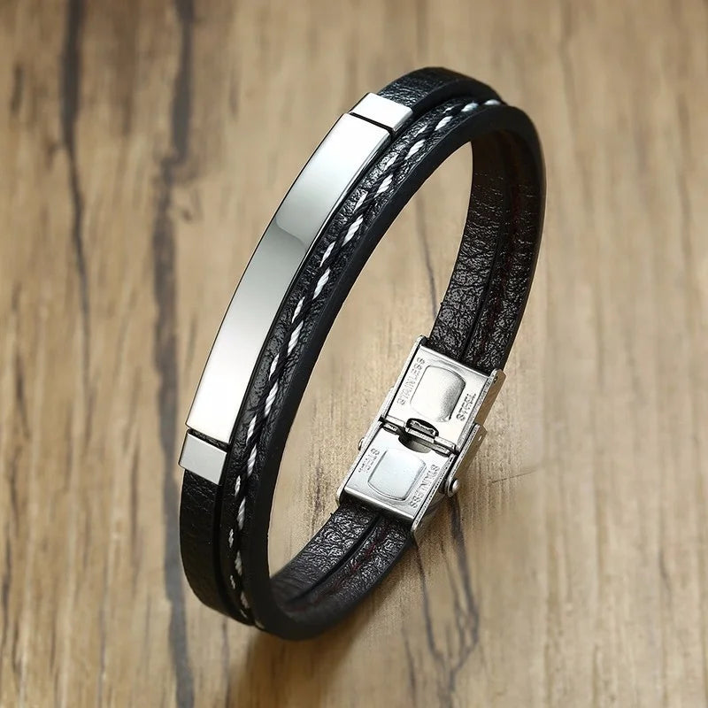 Trendy Men Leatherwear Weave Bracelet