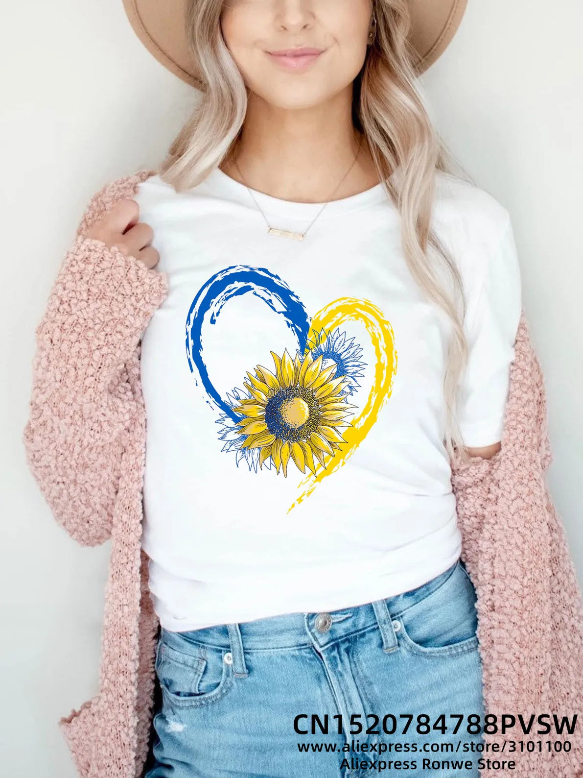 Heartbeat Blue Yellow Women Print T-shirt