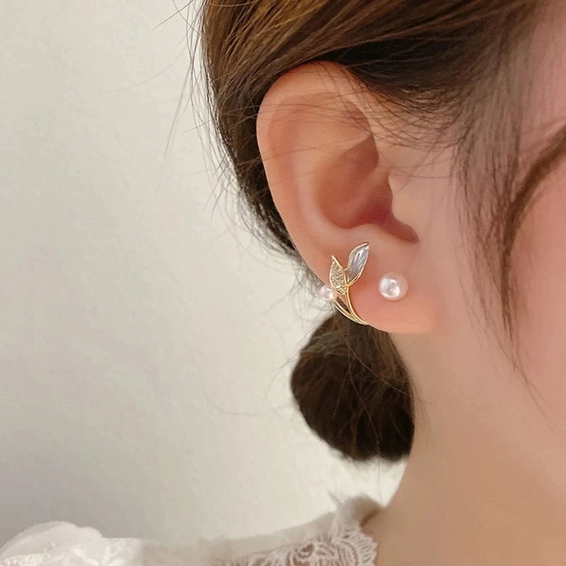 Flower Butterfly Leaf Women's Stud Earrings