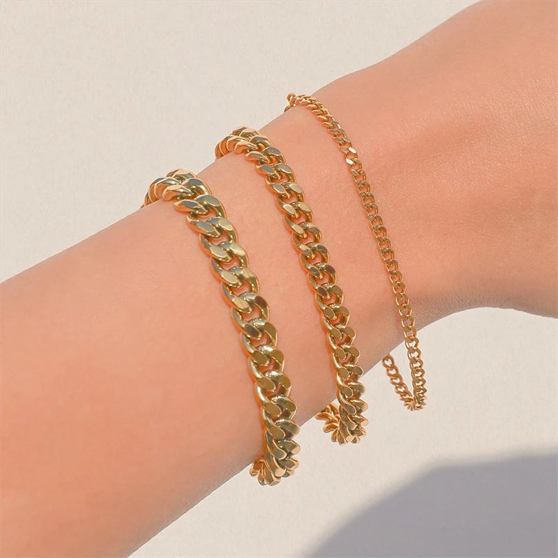 Men Curb Cuban Chain Bracelet Women Bracelet