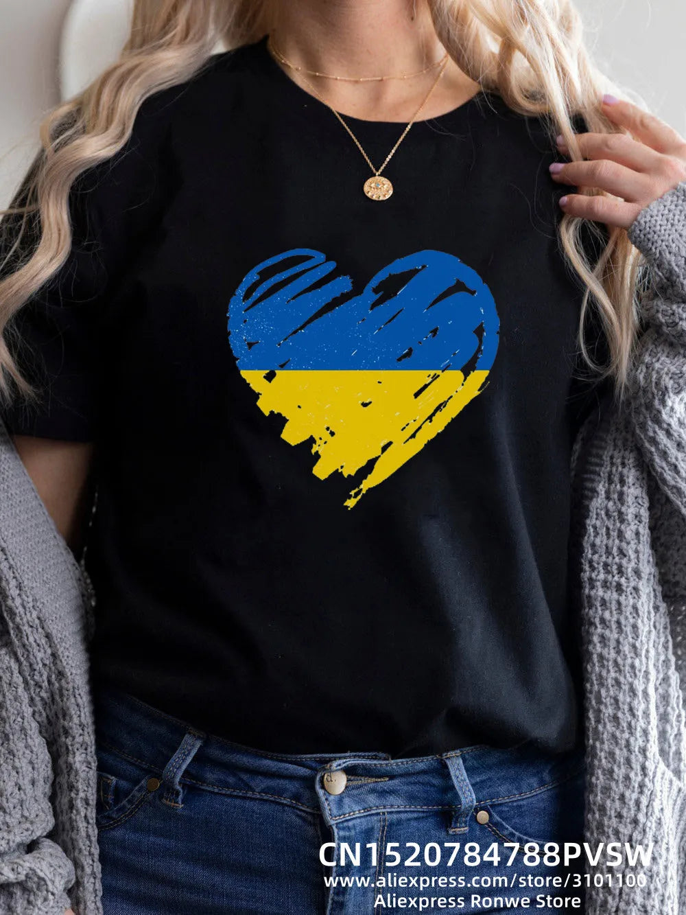 Heartbeat Blue Yellow Women Print T-shirt