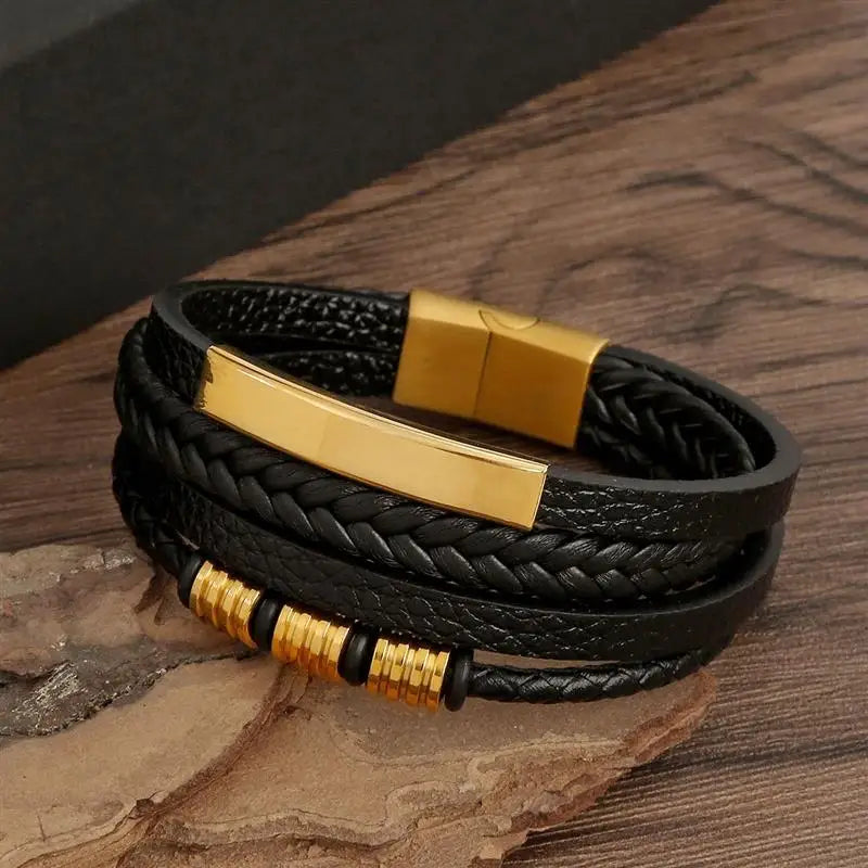 Alloy buckle leather bracelet