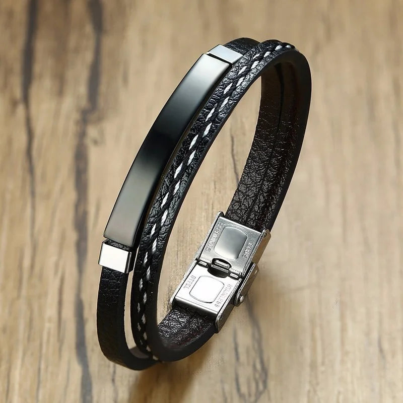 Trendy Men Leatherwear Weave Bracelet