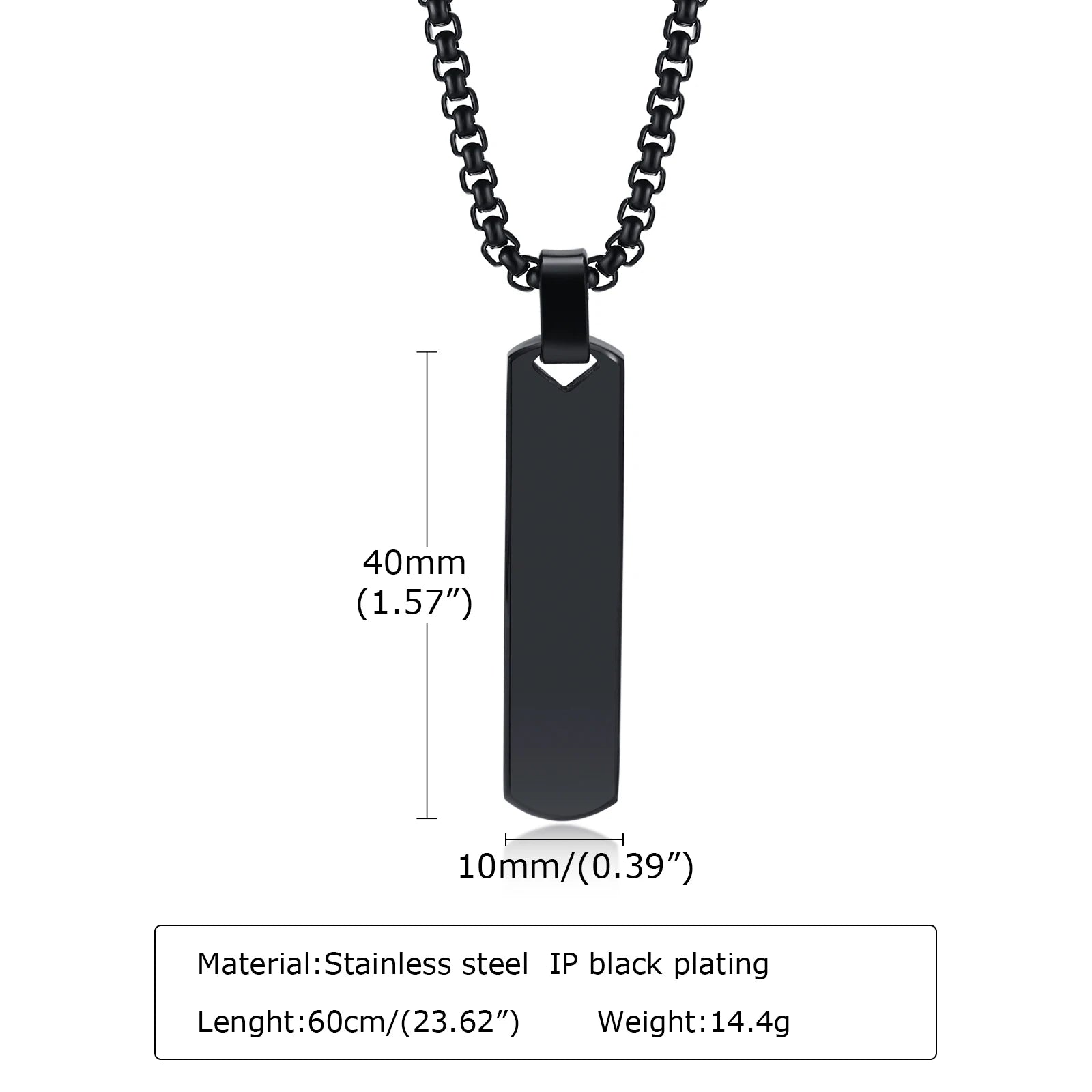 Thick Geometric Vertical Bar Pendant for Men