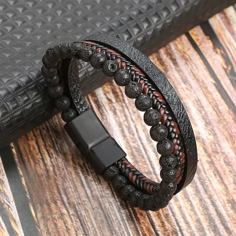 Alloy buckle leather bracelet