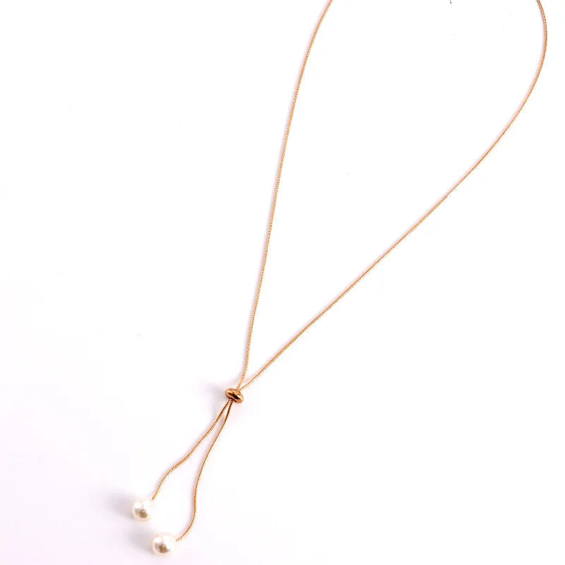 Long Tassel Gold Color Pearl Necklaces