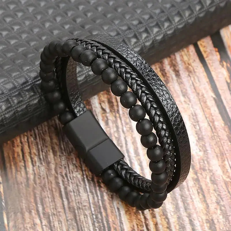 Alloy buckle leather bracelet