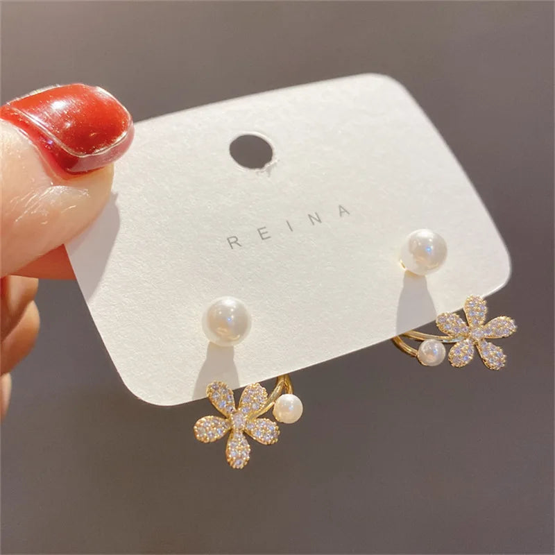 Flower Butterfly Leaf Women's Stud Earrings