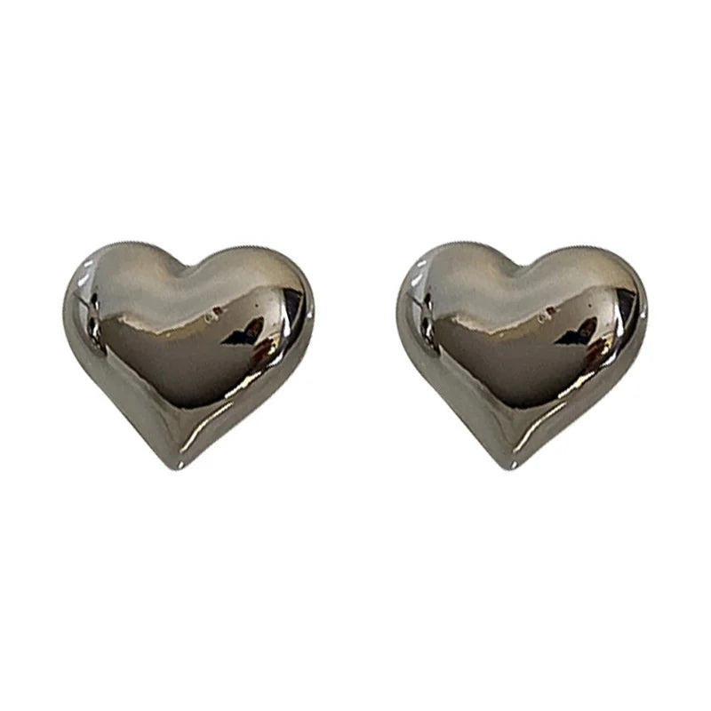 Metal Heart Stud Earrings for Women