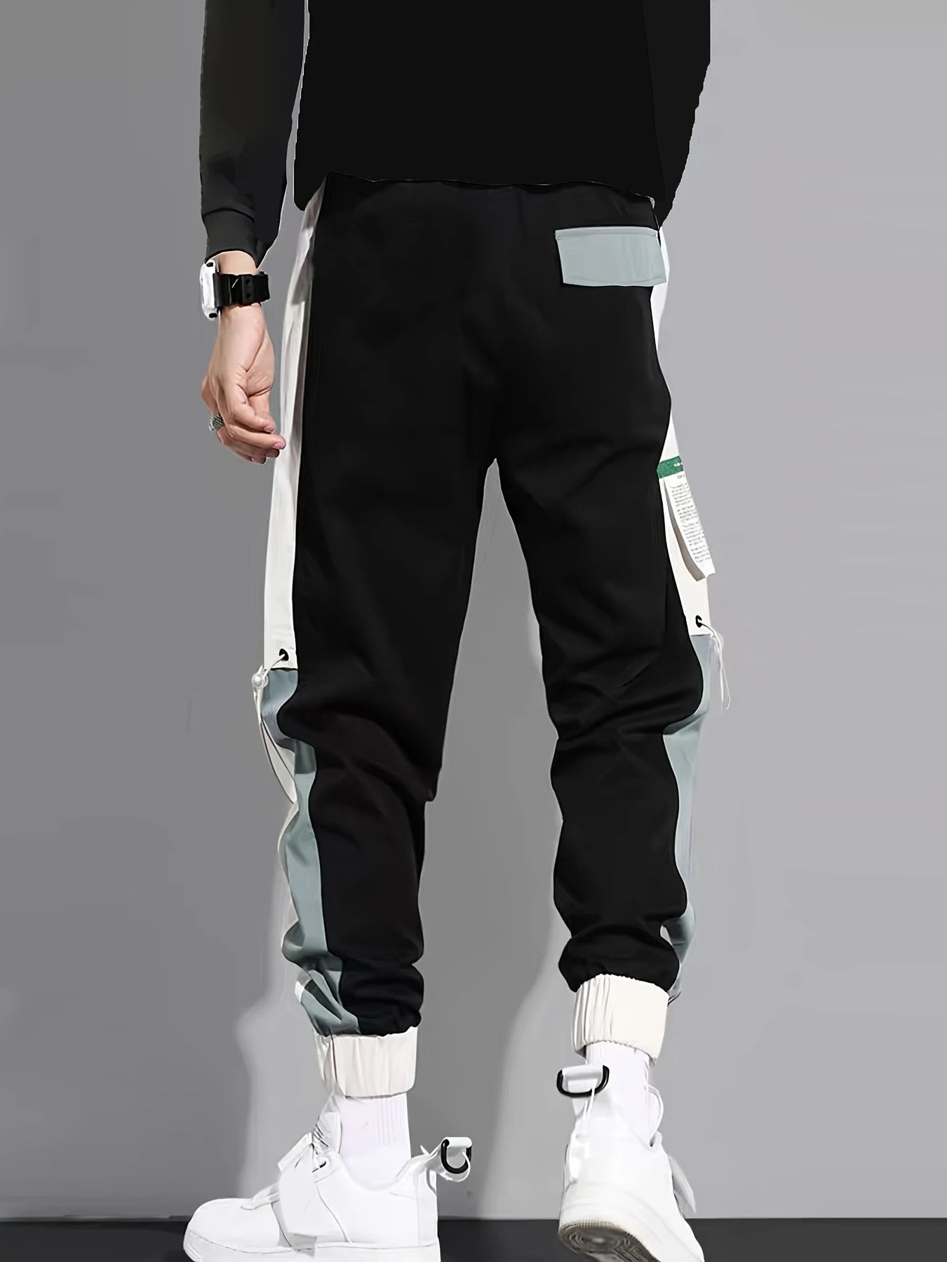 Thin Streetwear Casual Pants Men Ribbons Harem Jogging Pants Male Slim Fit Spring Cargo Pants Multi-Pockets Women Trouser