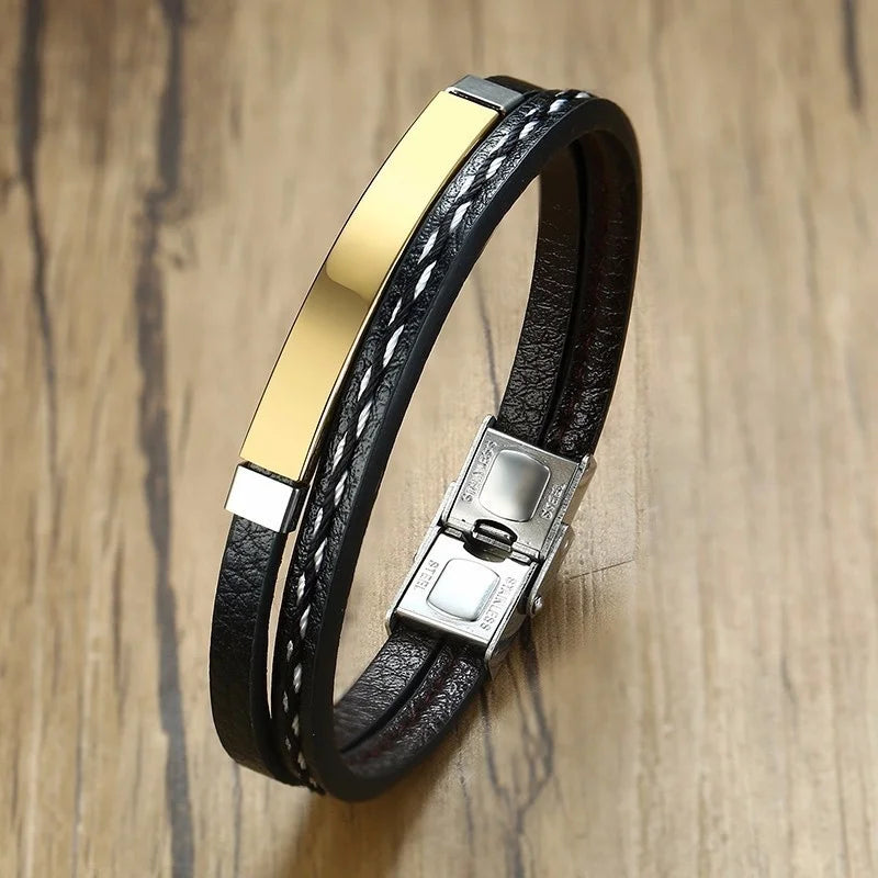 Trendy Men Leatherwear Weave Bracelet