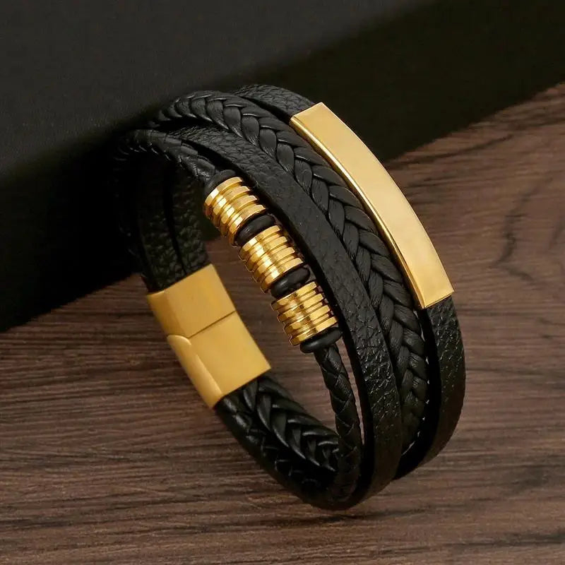 Alloy buckle leather bracelet